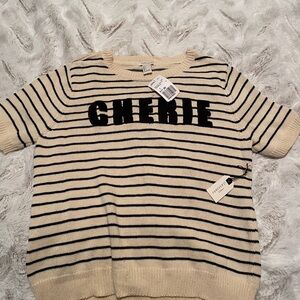 Forever 21 Black on Cream Striped Knit Tee